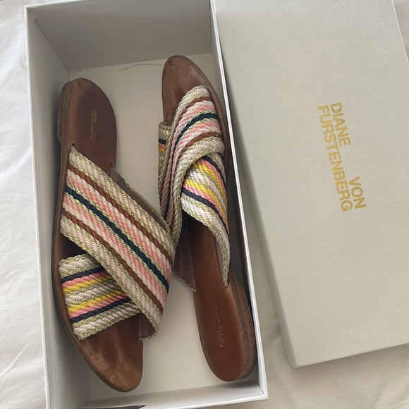 Diane con Furstenberg Cindy Slide Sandals, Ivory Multi, 39 - Picture 16 of 16